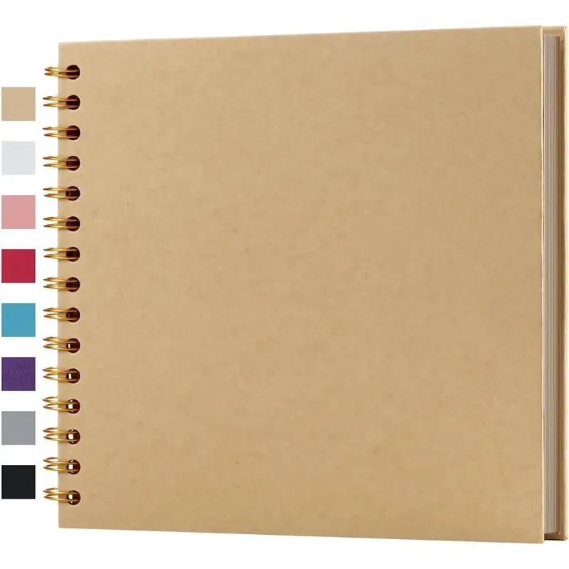 8 x 8 Inch DIY Scrapbook Album 40 Pages Hardcover Kraft Paper Scrap Book Photo Albums Memory Book for Wedding and Anniversary Family (Yellow, 8 Inch)