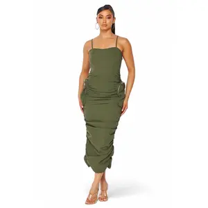 Erin Cargo Pocket Ruched Nylon Tank Dress