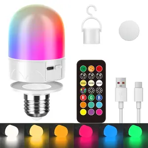 Rechargeable Magnetic LED Light Bulb with Remote Control, 9 Colors + 3 Color Temperatures + Timer, Cordless Night Light