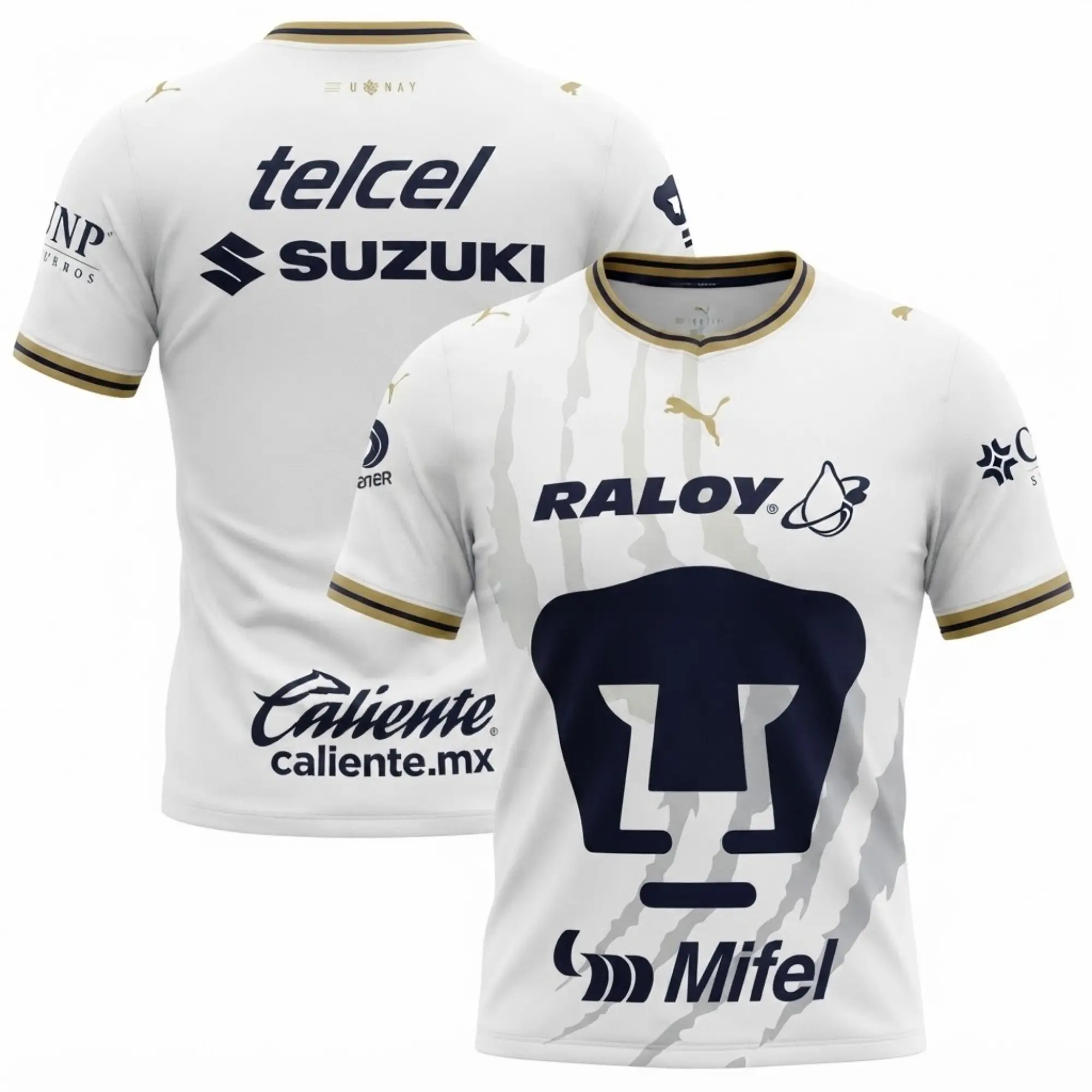 White Pumas UNAM Away Soccer Shirt 26-27, Mexico Game Day Sports Top, Quick-Dry Short Sleeve Soccer Jersey for Liga MX Fan, Full Size S-5XL