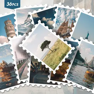 36pcs Travel Landscape Art Stickers Pack | Dynamic Vinyl Decals with Scenic Nature & Cultural Designs | for Laptop, Decor & Gift | for Art Fans & Atmospheric Vibe Enthusiasts