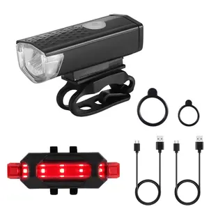 USB Rechargeable Bright LED Cycling Head Light Bicycle Bike Headlight  Front Rear Lamp Set Waterproof