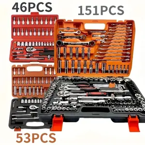 OUDISI 46-Piece Ratcheting Wrench Set - Car Tools, Advanced Professional Combination Wrench Set with Racing Grade Quick Ratchet, Drive Depth & Standard Sockets for Mechanics, Auto Repair