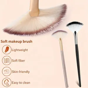 Fan Makeup Brush | Multi-Use Highlighter, Blush & Contour Brush | Soft Bristles for Face Powder, Bronzer & Excess Powder Sweep