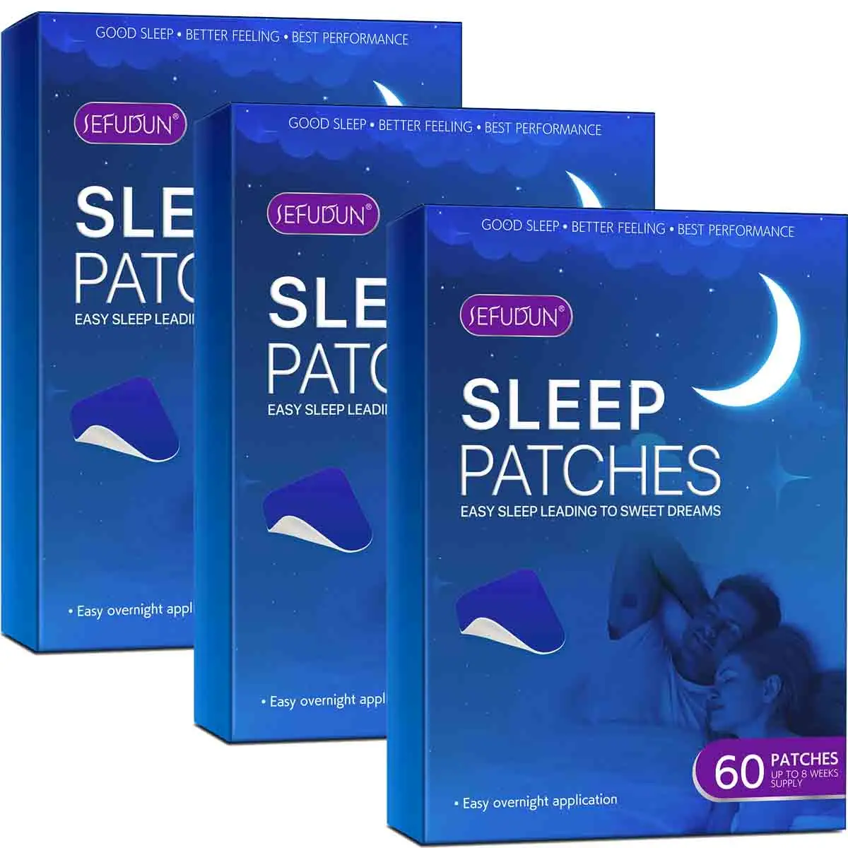 SEFUDUN Sleep Patches| Sleep Patches for Adults Extra Strength | Better Sleep | All Natural Cruelty-Free Sleep Aid Alternative | Easy to Stick On and Comfortable for Men and Women(3Boxes/90P)