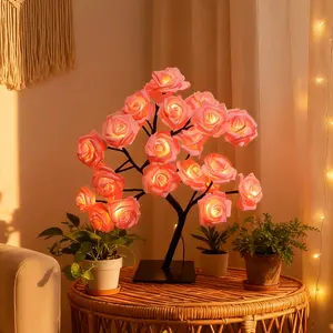 1-Piece Set, Artificial Rose Tree Lamp, LED Illuminated Artificial Flowers, USB Powered, Wedding Decor Prop, Surprise Gift for Girlfriend, Romantic Bedroom Night Light, Realistic Artificial Rose Bouquet, Suitable for Weddings, Birthdays, and More