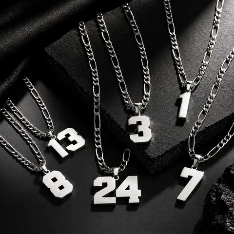 CaptainSteeL Personalized Number Pendant Necklace for Men - 24in Stainless Steel Chain, Sports Team Inspired Jewelry Accessory, Lightweight Waterproof Unique Cool Gifts for Men, Teens & Adults, Sohochic