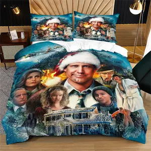 Classic Movie Character Print Bedding Set, Includes 1 Fitted Sheet and 1/2 Pillowcases, 3D Digital Print Bedroom Accessories