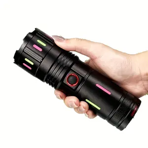 New Most Powerful Flashlight, Built-in Battery Rechargeable Flashlight, Aluminum Alloy Tactical Flashlight, 4999LUMEN Portable Flashlight, Suitable for Outdoor, Working, Hunting, Fishing, etc. battery power Zoomable splash proof