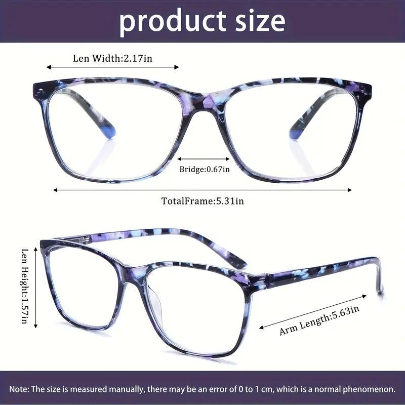 2 Pack Womens Reading Glasses Progressive Multifocal Blue Light Blocking Square Frame Fashion Pattern Spring Hinges Daily Eyeglasses