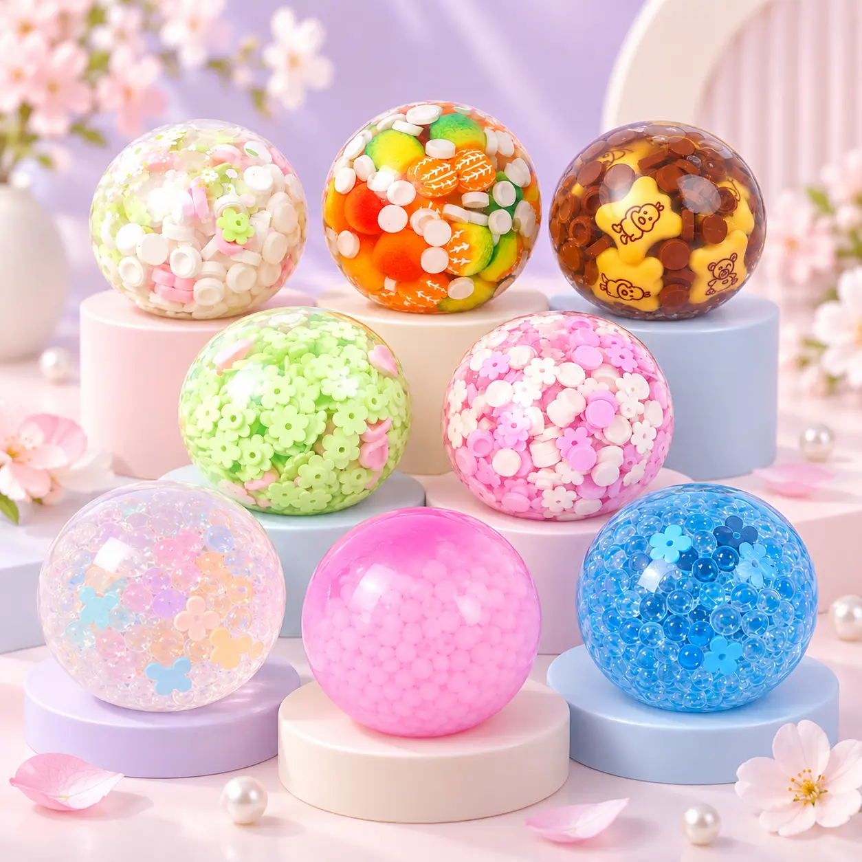 Pawtoto Jelly Building Block Squishy Ball, Soft Gel Squeeze Sensory Toy, Stress Relief Fidget Toy, Creative Activity Gift for Teens & Adults