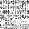 72 Sheets Tiny Temporary Tattoos Stickers, Halloween Tattoos Include Black Scary Wolf Lion Tiger Skeleton Skull Last Long Waterproof Tattoos