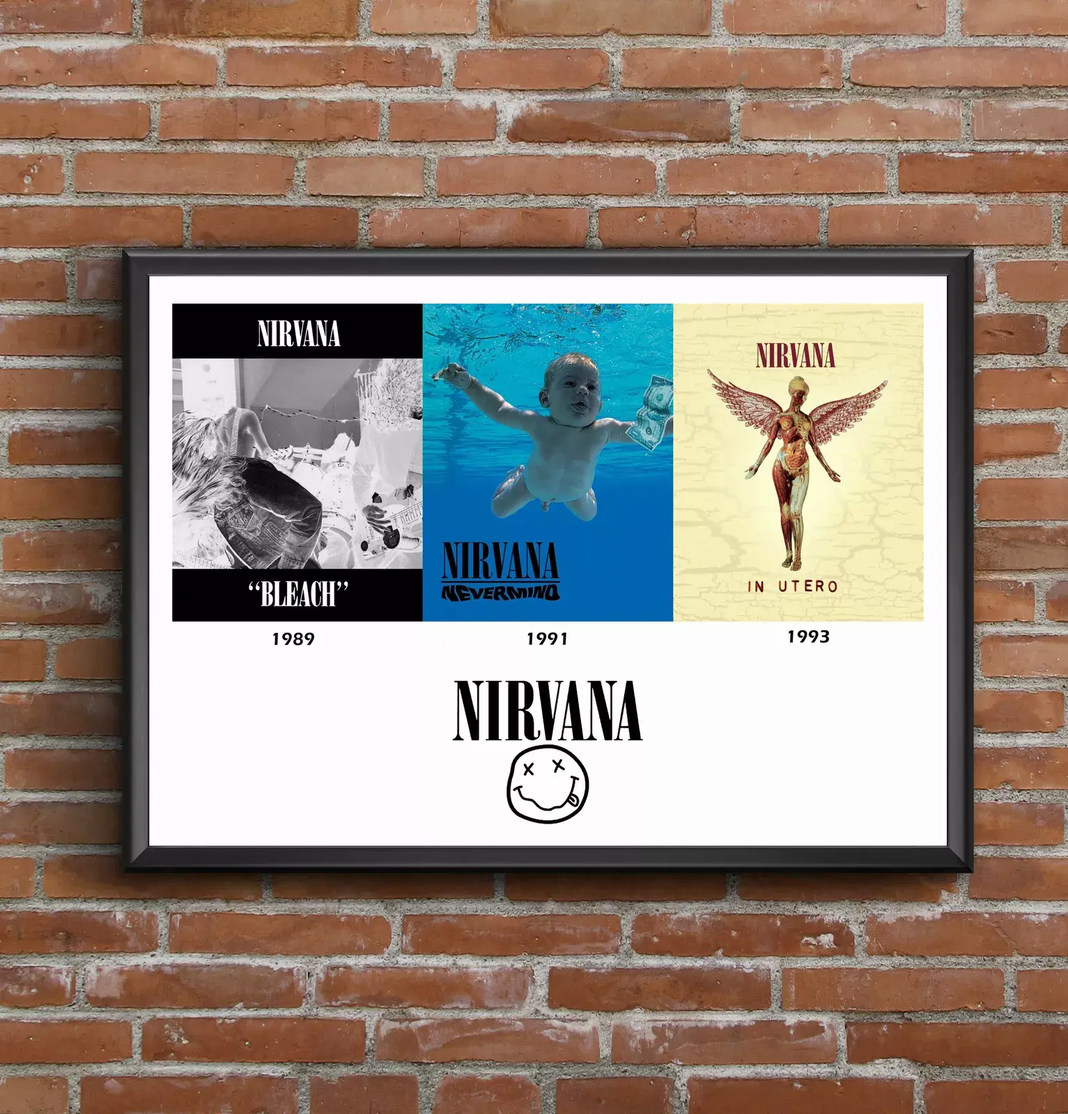 Nirvana Discography Print - Multi Album Cover Art Poster great Birthday Gift