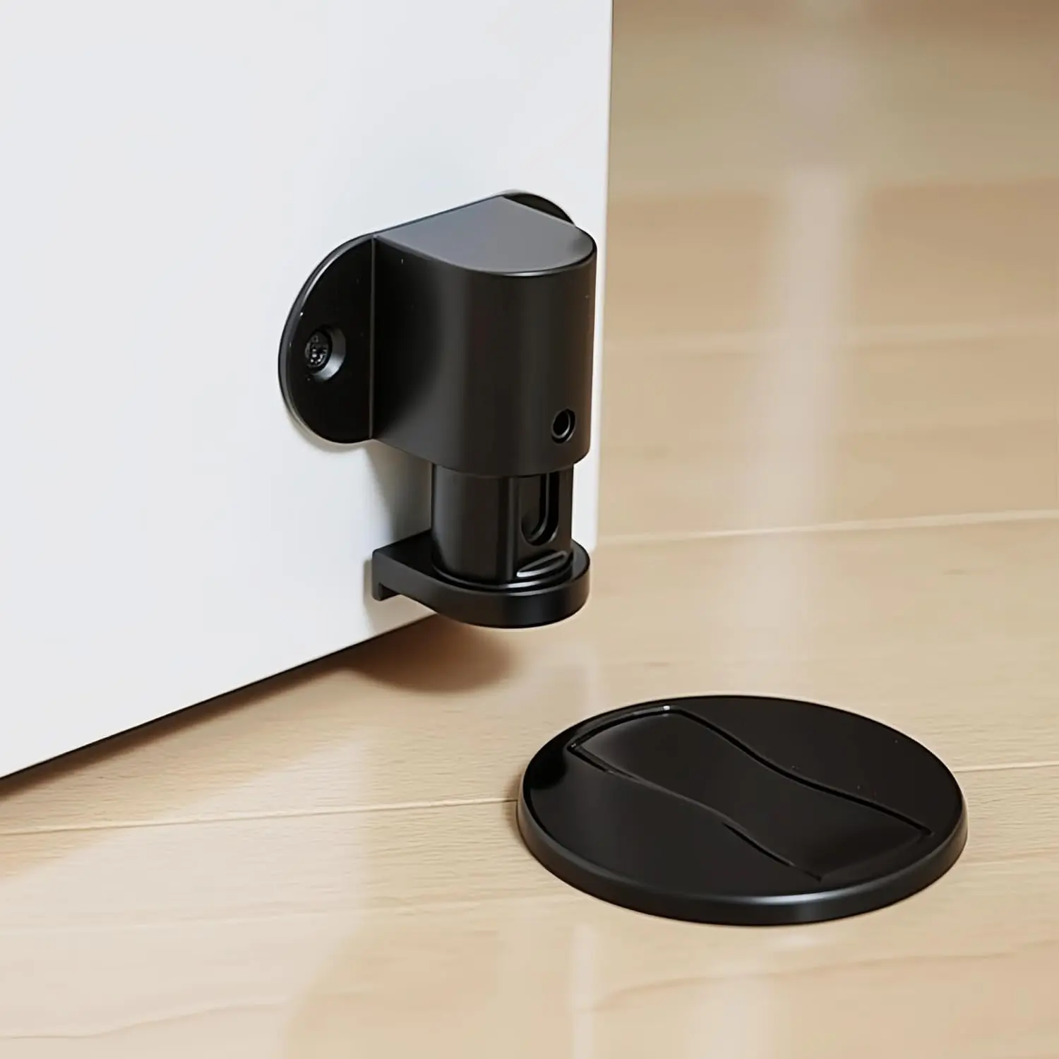 1 Pack  Door Stopper - Adjustable  Door Stop for Bottom of Door, Floor Mount  Door Holder with -Free Glue Included, No-Drilling (Black)