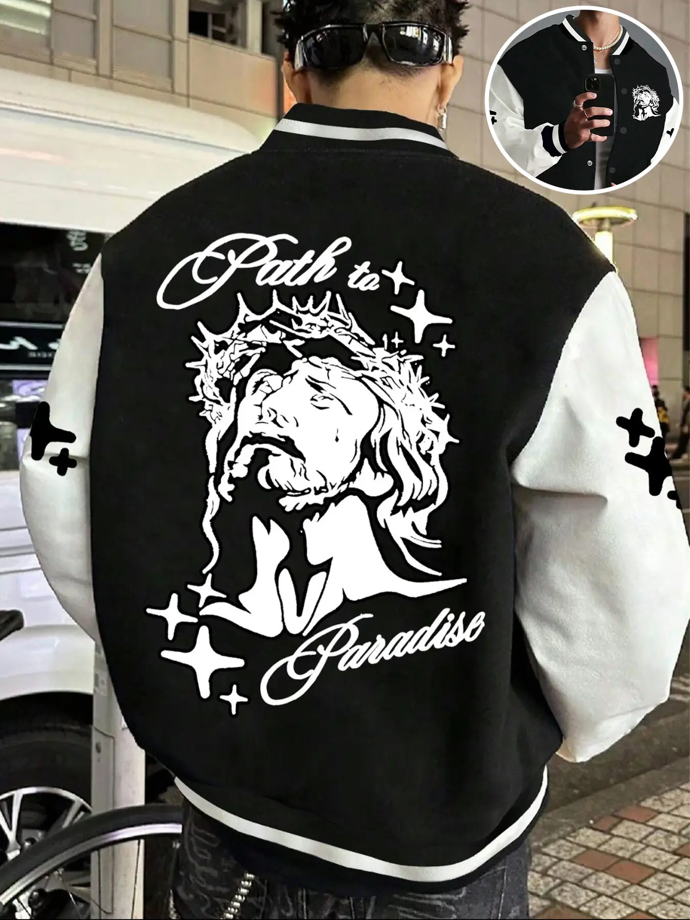 Men's Casual Fashion Baseball Collar Jacket, Casual Fitted Jacket, Streetwear Outerwear, American Style, Trendy Graphic Design, Letter Print, Fall & Winter Wear