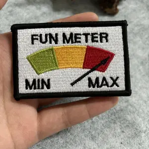 Fuel Gauge Meter Embroidered Patch Funny Morale Armband Military Tactical Badge Hook&Loop Backpack Stickers