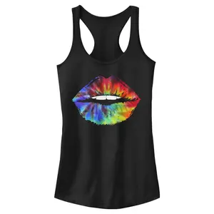 Juniors Womens Lost Gods Tie-Dye Kisses Racerback Tank Top