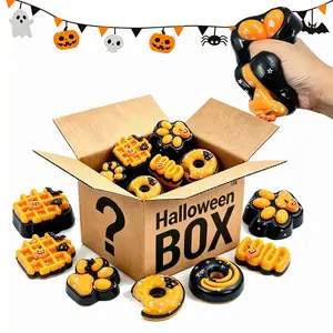 5-Pack Halloween-Themed Silicone Squishy Toys | Stress Relief Sensory Fidget Set for Halloween, Christmas, Birthday Parties | Includes Cat Paw, Donut, Waffle, Cream Stick Designs