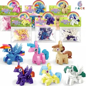 Easter Day Gifts for Kids - 6 Pack Prepacked Easter Day Cards with Building Blocks Crafts for School Classroom Class Party Favor, Easter Craft Exchange for Boys Girls Teens Goodie Bag Stuffer