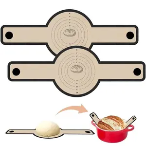 Silicone Bread Latchers for Dutch Oven, Non-Stick Easy Clean Reusable Baking Mats, Long Handle Silicone Bake Pads, Dough Baking Tools, Bakeware