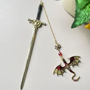 Vintage Four-Winged Dragon Bookmark, Antique Silver Color Tassel Metal Pendant, Inspirational Bookmarks, School and Office Gifts, Gift Ready, 5 Colors Available
