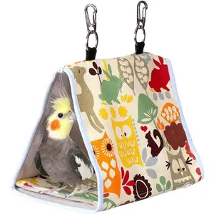 Bird Nest Snuggle Hut,Parrot Habitat Cave Hanging Tent for Small Medium Parrots Budgies Eclectus Parakeet Cockatiels Lovebird African Grey (Yellow Owl, S)