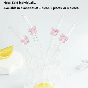 Cute Cartoon Bow Glass Straws, Bendable Reusable Glass Straw Set, Ideal for Ice Smoothies, Milk, Tea, Juice, Office & Restaurant Drinks