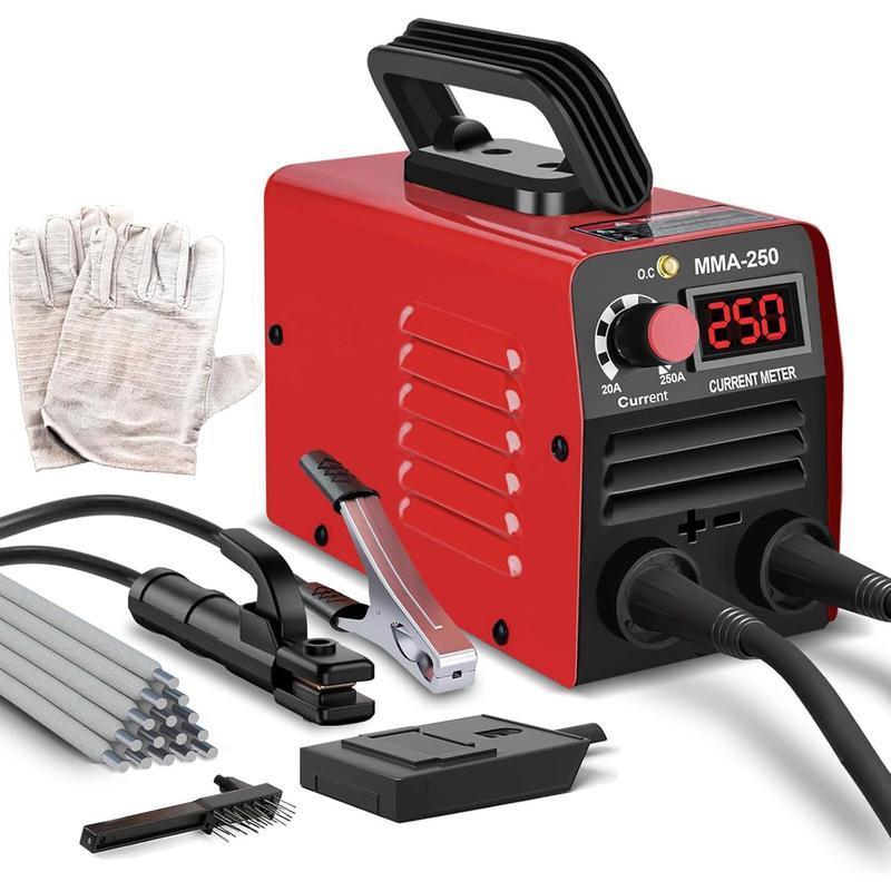 Super Mini Stick Welder ,110V 250A ARC Portable MMA   for Beginners,  with 10pcs  Rod Tools,IGBT Inverter Welder,Hot Start Arc Force Anti-stick (Red) welding machine