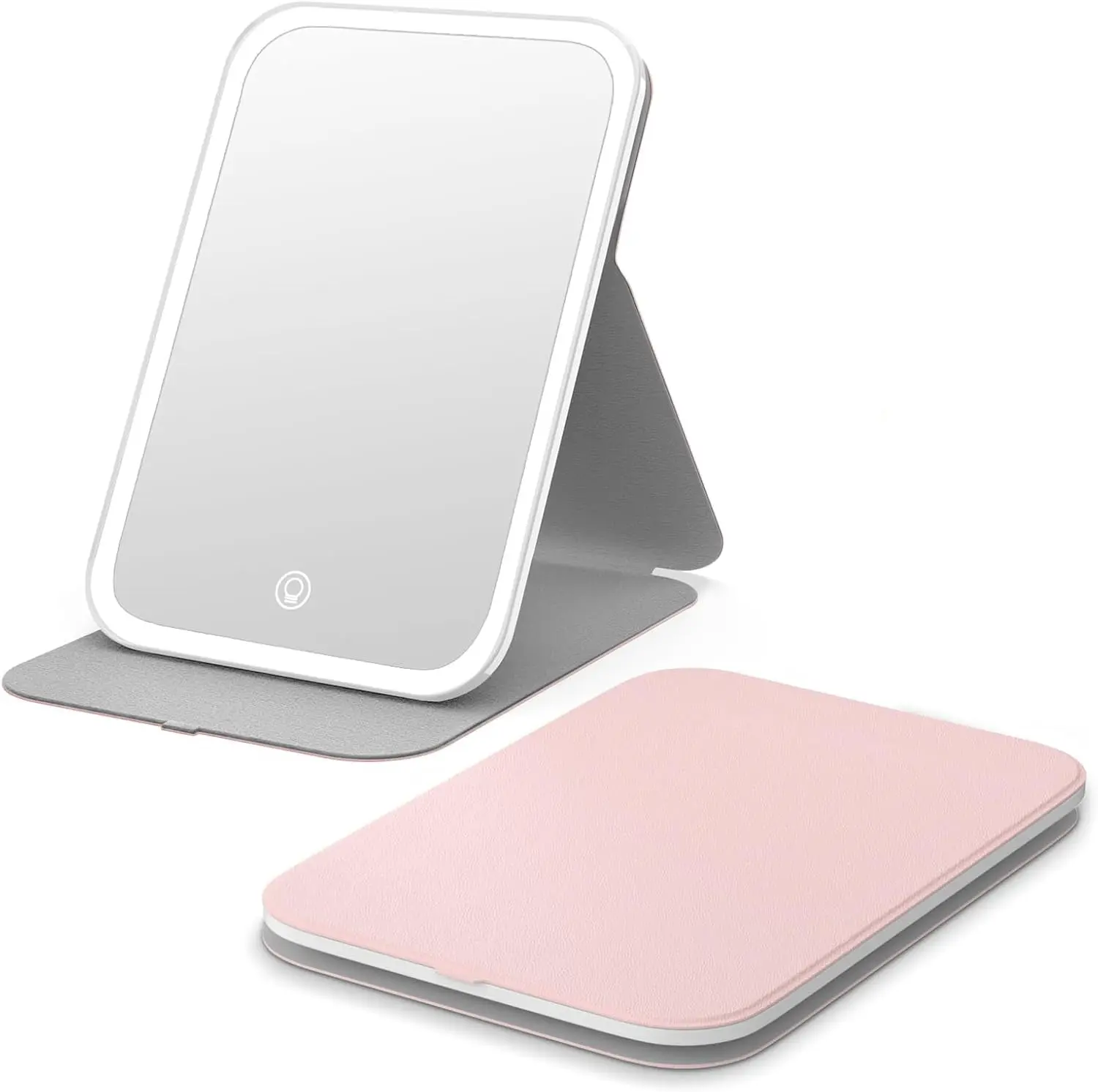 GlowGo Rechargeable LED Travel Makeup Mirror - 60 LEDs, 360° Rotation, Bright Light, for Travel Use