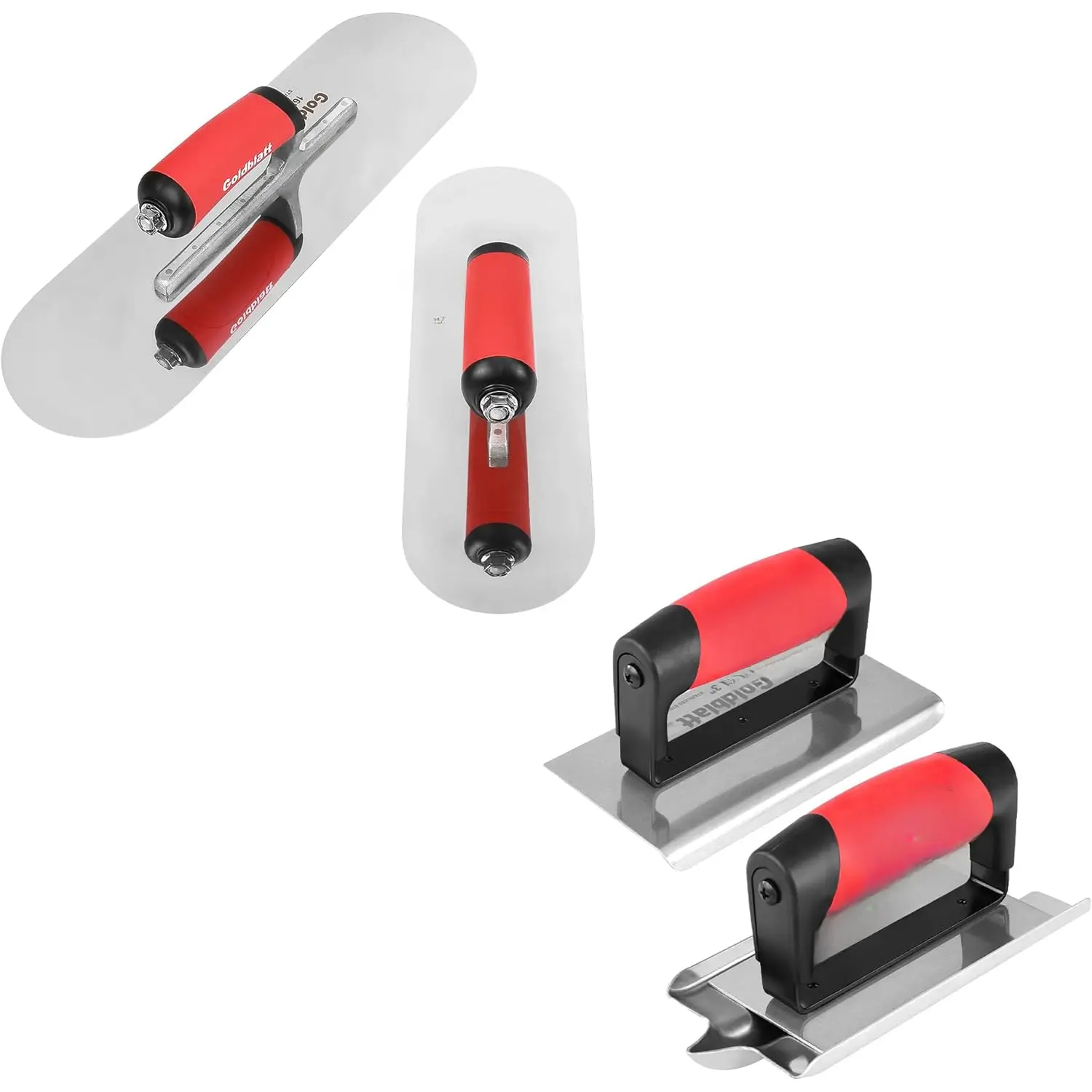 2 count Pool Trowel Stainless Steel with Soft Grip Handle &  Concrete Tools Include Edger and Groover, Stainless Steel Concrete Finishing Tools