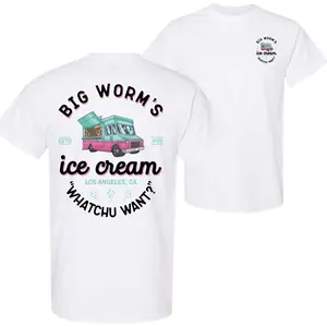 Big Worms Ice Cream Truck Graphic T-Shirt – Funny Movie Inspired Tee With 'Whatchu Want? Quote, Double Sided Print, Soft Cotton Casual Streetwear Unisex Shirt, 90s Vibes, Vintage Tee for Men & Women Breathable Classic