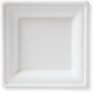 8-Inch Compostable Square Plates (50 Plates), Sugarcane Heavy Duty Disposable Biodegradable Plate, White