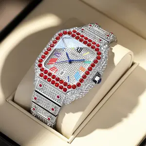 Dayand Night Luxury Wristwatch, 42mm Women Diamond-Embellished Square Dial Quartz Timepiece with Analog-Digital Display, Water Resistant for Party & Business, Water Resist, Wristwatch For Party Waterproof Luminous Chronograph