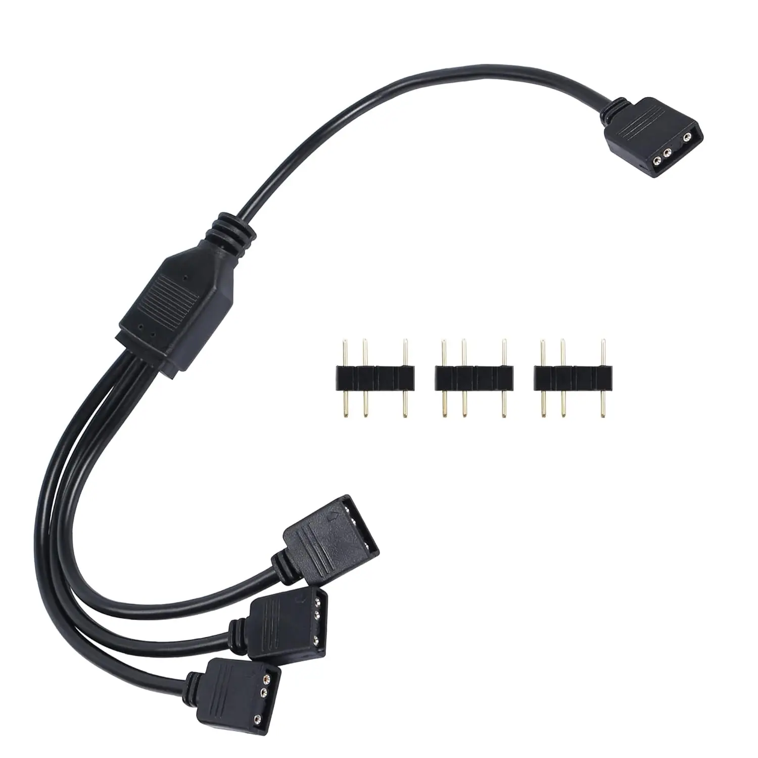 5V ARGB Splitting Cable with Arrow Guide, 11.8in/30cm Tinned Copper 1-to-4 Male Pins, 3-Pin Female Connector, RGB Control, Compatible with Computer Chassis/CPU Cooler Motherboard 5V Header