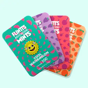 Flintts Mouth Watering Mints Mild Variety 4 Pack - Watermelon, Grape, Cherry, Tangerine - Natural Flavors, Sugar-Free & Vegan, Dry Mouth Mints