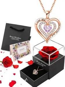 Heart shaped diamond pendant necklace+gift box (suitable for gifting), Love Heart Necklace, suitable for parties, dates, daily wear, and as a gift for people