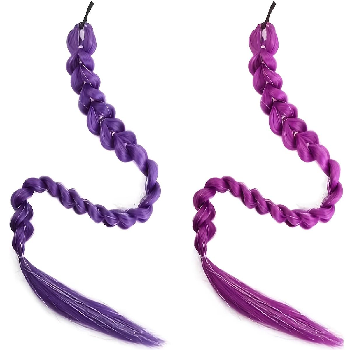 32-Inch Long Braid Ponytail Wig Kpop Cosplay Anime Y2K Style Purple Extensions Easily Clip In for Stylish Looks, Perfect for Cosplay Or Christmas Costumes