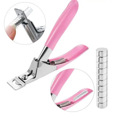 Stainless Steel Nail Clipper, 1 Count Portable U-shaped Nail Trimmer with 10pcs Nail Measuring Magnets, Professional Manicure Tool for Home & Salon Use, Nail Clipper Kit