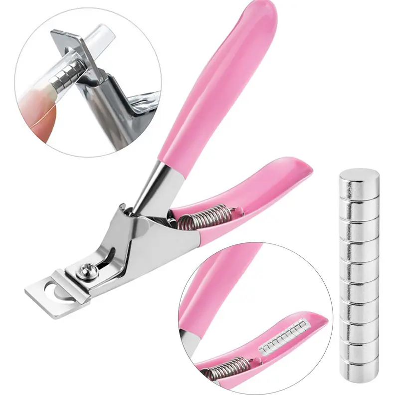 Stainless Steel Nail Clipper, 1 Count Portable U-shaped Nail Trimmer with 10pcs Nail Measuring Magnets, Professional Manicure Tool for Home & Salon Use, Nail Clipper Kit