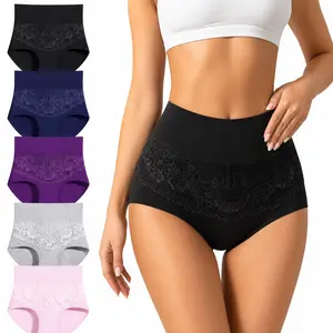 Women High Waisted Cotton Panties, Tummy Control Full Coverage Briefs, Soft Postpartum Underwear 5 Pack summervibes