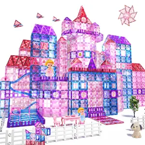 Diamond-shaped colorful window STEM building blocks,exercise hands-on ability,great gift for Christmas,birthday,New Year,and Halloween,144-piece magnetic tile building block set,comes with 1 figure,educational puzzle toy for children,inspire imagination