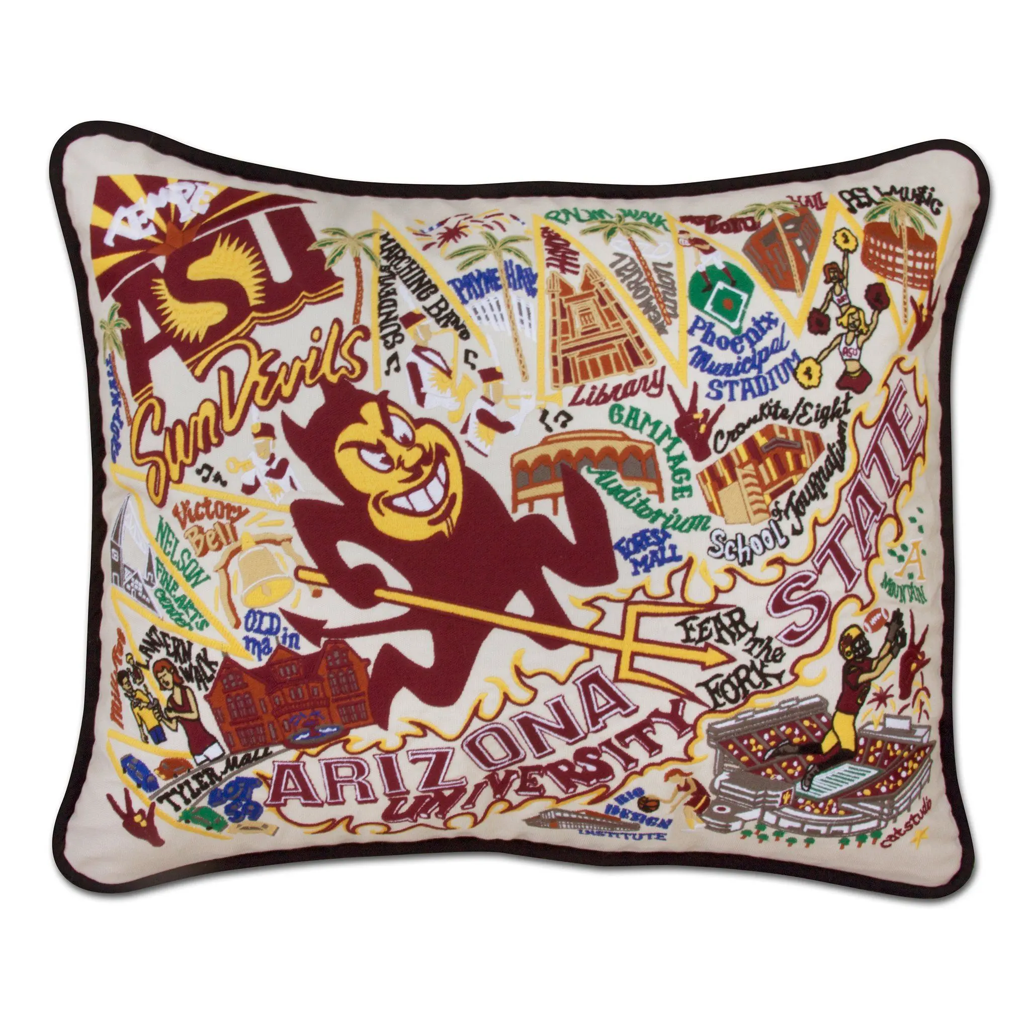 Arizona State University Collegiate Embroidered Pillow