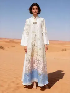 Arabian Muslim Dress, Modest Dress, Fashionable High-End Jacquard Fabric, Embroidered Gradient Robe, Elegant Long Dress for Women