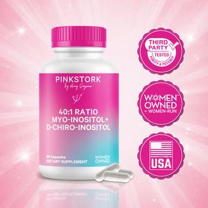 Pink Stork 40:1 Myo-Inositol + D-Chiro Inositol | 1 Month Supply | Inositol for Women | Women-Owned, Vegan, Gluten-Free | Natural Support