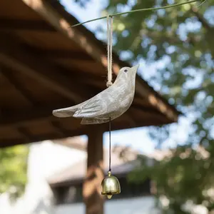 New Wooden Bird Wind Chime Hanging Ornament, Vintage Garden Decor for Villa Courtyard, Rustic Country Style Yard Decoration