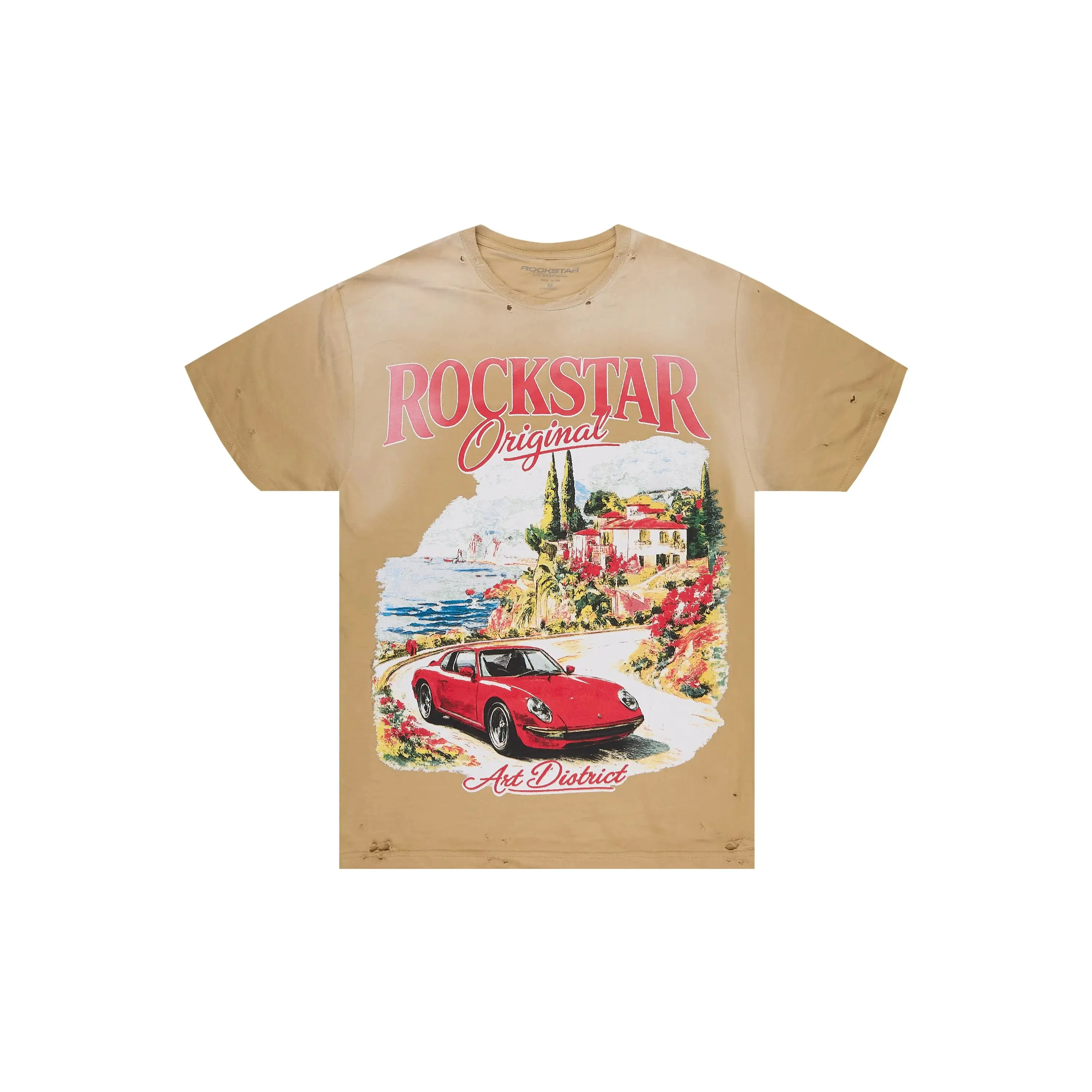 Caston Beige Oversized Graphic T-Shirt
