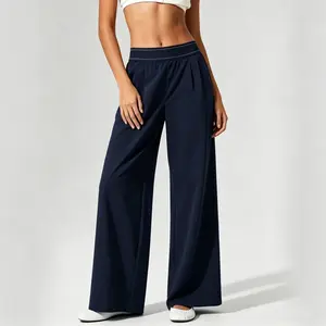 Women's Soft Oversized Minimalist Elastic High-Waisted Wide Leg Trousers - American Retro, Lightweight, Quick-Dry, Breathable, Casual Everyday Chic Bottoms for Women