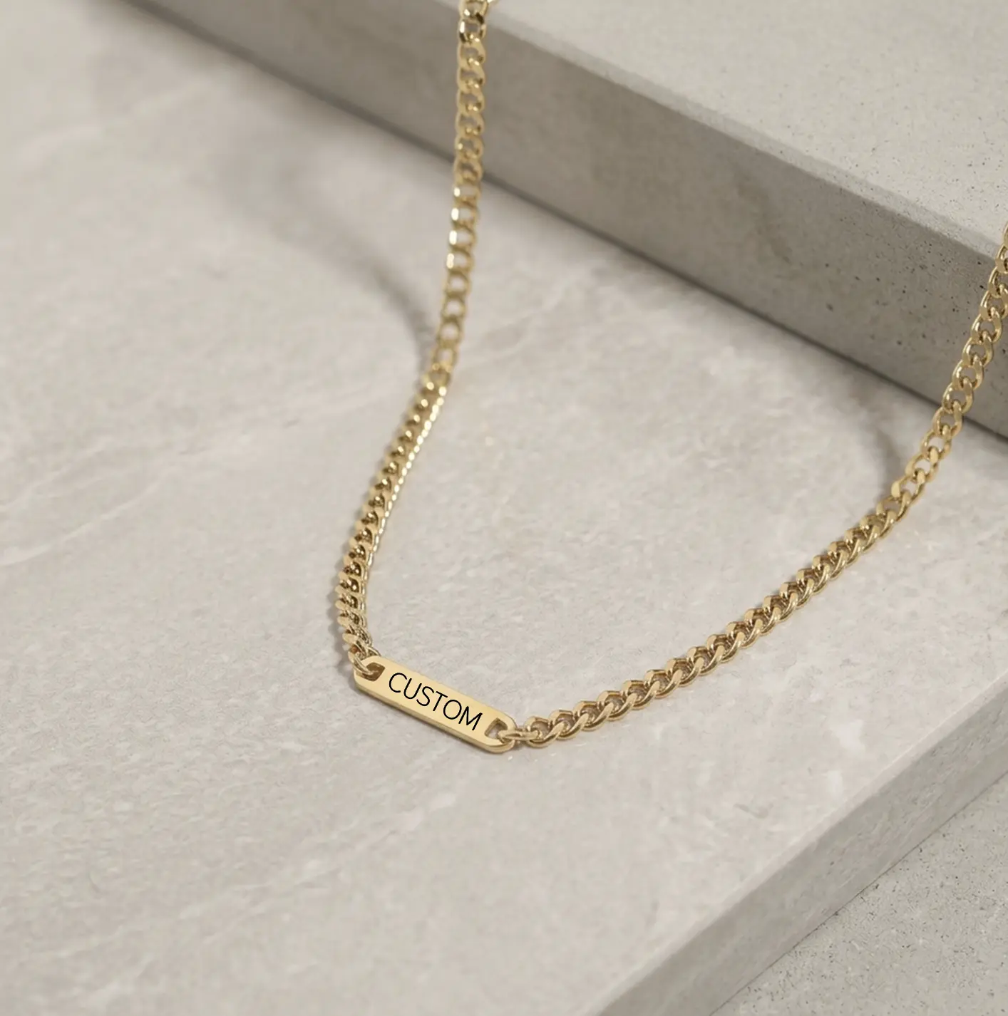 Personalized Bar Cuban Link Necklace