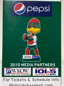 2010 Madison Mallards Catching Maynard Mascot Bobblehead New In Box Baseball