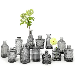 Bud Vase Set of 12, Black Bud Vases in Bulk, Small Flower Vases for Centerpieces, Mini  Vase for Rustic Wedding, Home,Table Decoration